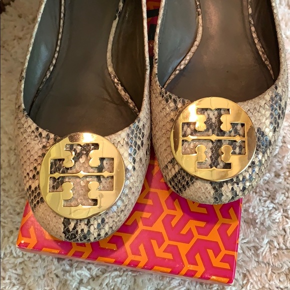Tory Burch Reva Flat- Python Print - Picture 2 of 5